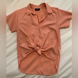 7 For All Man Kind short sleeve with tie in peach-pink.